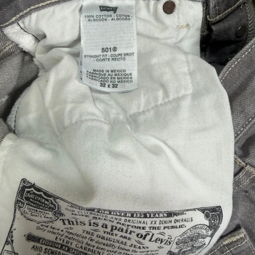 Levi's Men's 501 Straight Leg Button Fly 100% Cotton‎ Gray Jeans 32x32 Act 30x29